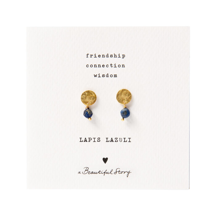 A BEAUTIFUL STORY BS MINI COIN LAPIS LAZULI GOLD EARRINGS