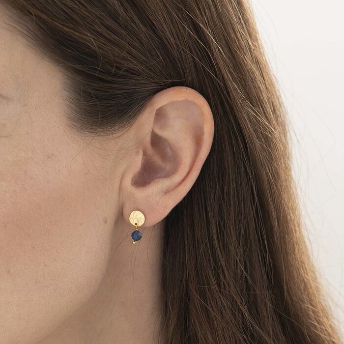 A BEAUTIFUL STORY BS MINI COIN LAPIS LAZULI GOLD EARRINGS
