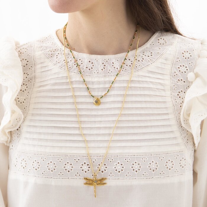 A BEAUTIFUL STORY BS PARADISE (LIBELLE) LABRADORITE GOLD NECKLACE