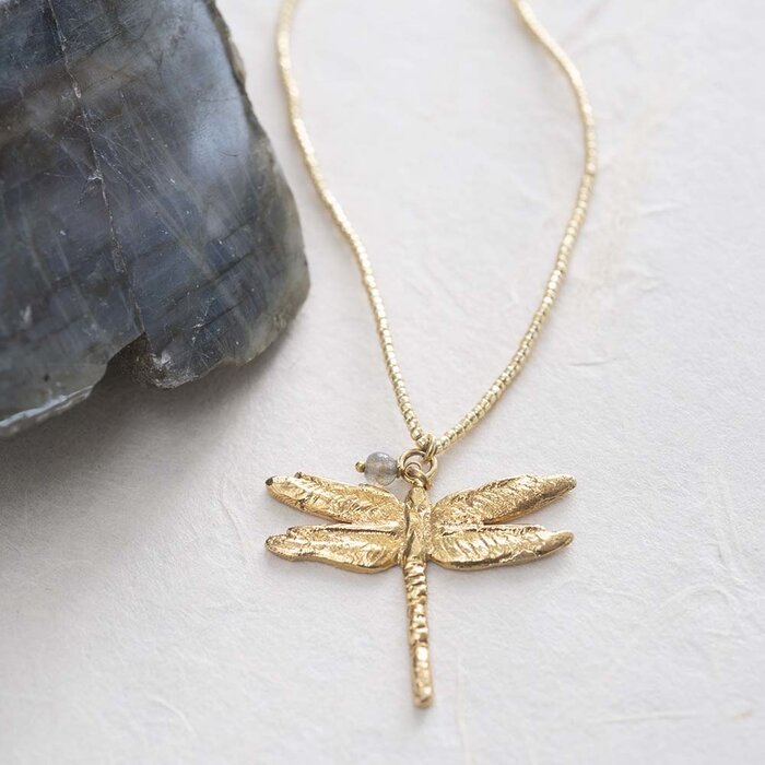 A BEAUTIFUL STORY BS PARADISE (LIBELLE) LABRADORITE GOLD NECKLACE