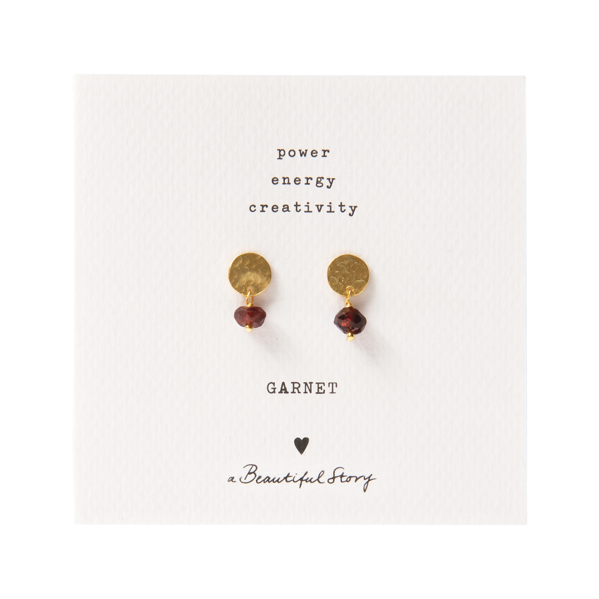 A BEAUTIFUL STORY BS MINI COIN GARNET GOLD EARRINGS