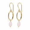 BS GRACEFUL ROSE QUARTZ GOLD EARRINGS