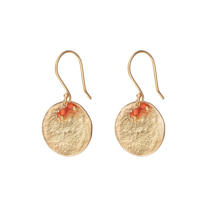 A BEAUTIFUL STORY BS PRECIOUS CARNELIAN GOLD EARRINGS