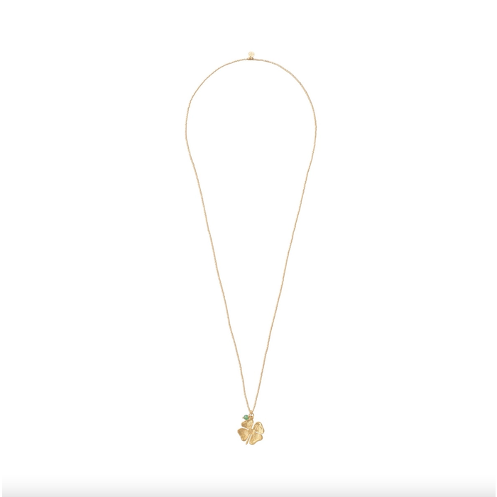 A BEAUTIFUL STORY BS PARADISE AVENTURINE (KLAVERTJE ) GOLD NECKLACE