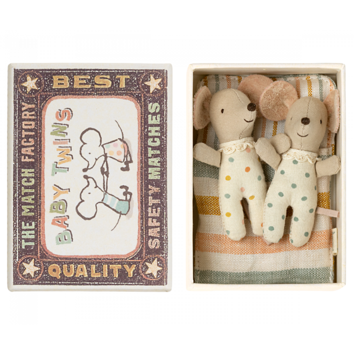 MAILEG MAILEG TWINS BABY MICE IN MATCHBOX