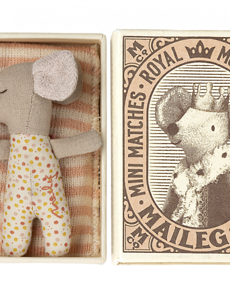 MAILEG MAILEG BABY MOUSE IN MATCHBOX ROSE