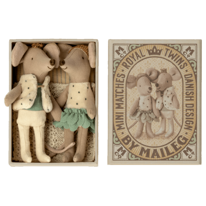 MAILEG MAILEG ROYAL TWINS MICE IN MATCHBOX