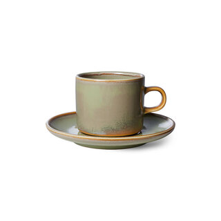 HK LIVING CHEF CERAMICS CUP & SAUCER MOSS GREEN