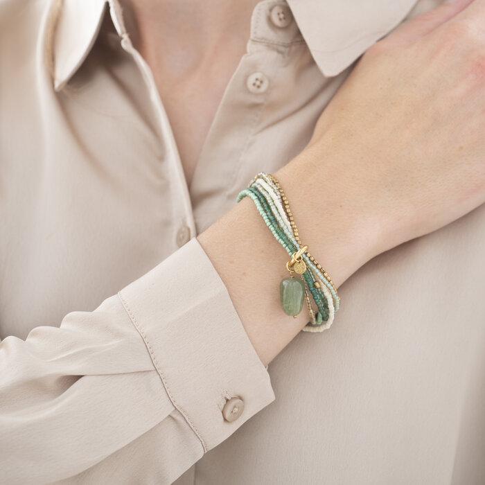 A BEAUTIFUL STORY BS NIRMALA AVENTURINE GOLD BRACELET