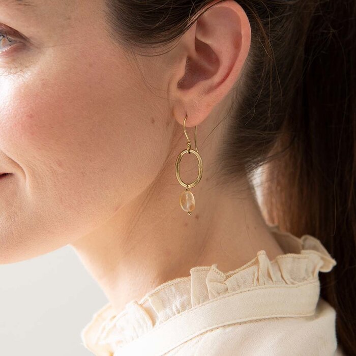 A BEAUTIFUL STORY BS GRACEFUL CITRINE GOLD EARRINGS