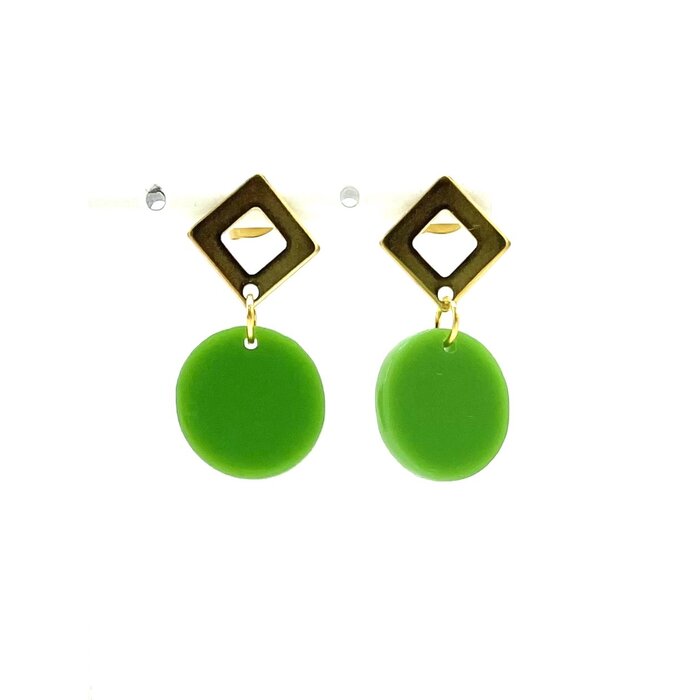 MON ONCLE MON ONCLE GEO OORRING GRASS GREEN SQUARE