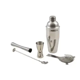 LIV COCKTAILSET SHAKER, MAATJE, STAMPER , LEPEL EN ZEEF