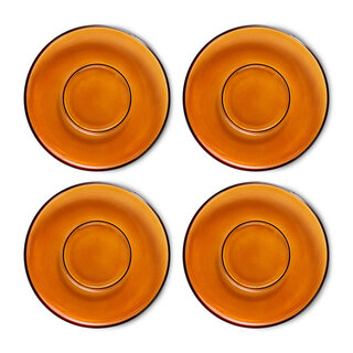 HK LIVING 70S GLASSWARE SAUCERS AMBER (SET OF 4)