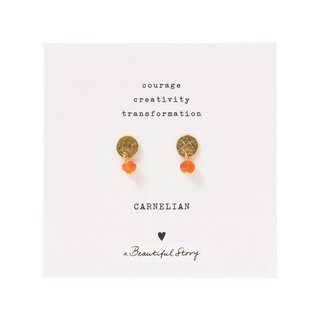 A BEAUTIFUL STORY BS MINI COIN CARNELIAN GOLD EARRINGS