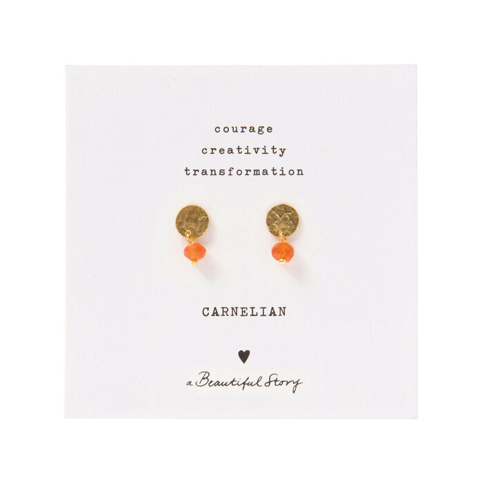 A BEAUTIFUL STORY BS MINI COIN CARNELIAN GOLD EARRINGS