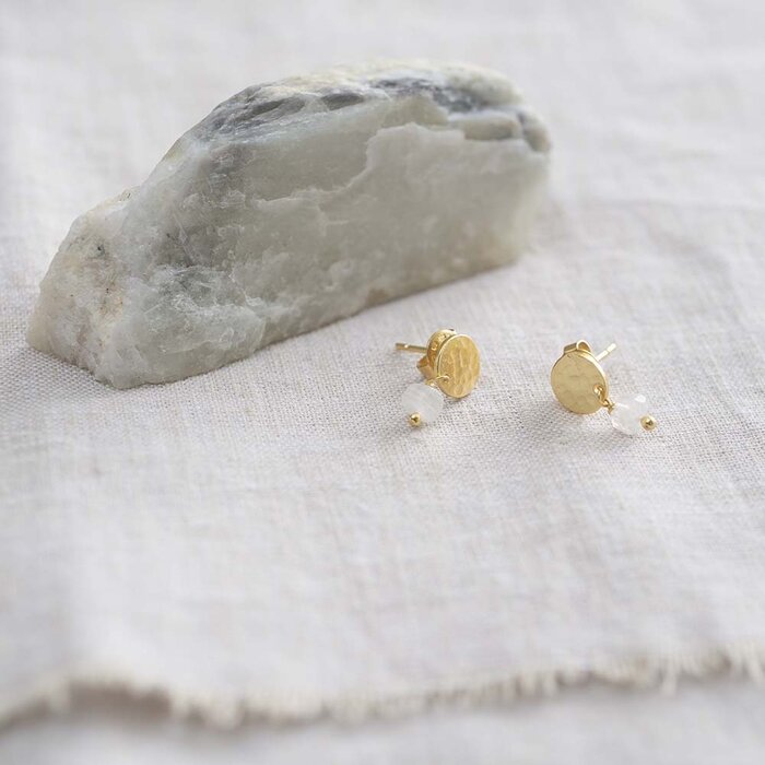 A BEAUTIFUL STORY BS MINI COIN MOONSTONE GOLD EARRINGS