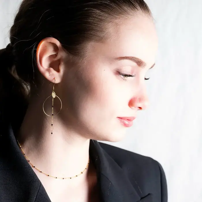 MURIELLE PERROTTI PERROTTI CLOE ASYM CREOLE & TRIANGLE BLACK