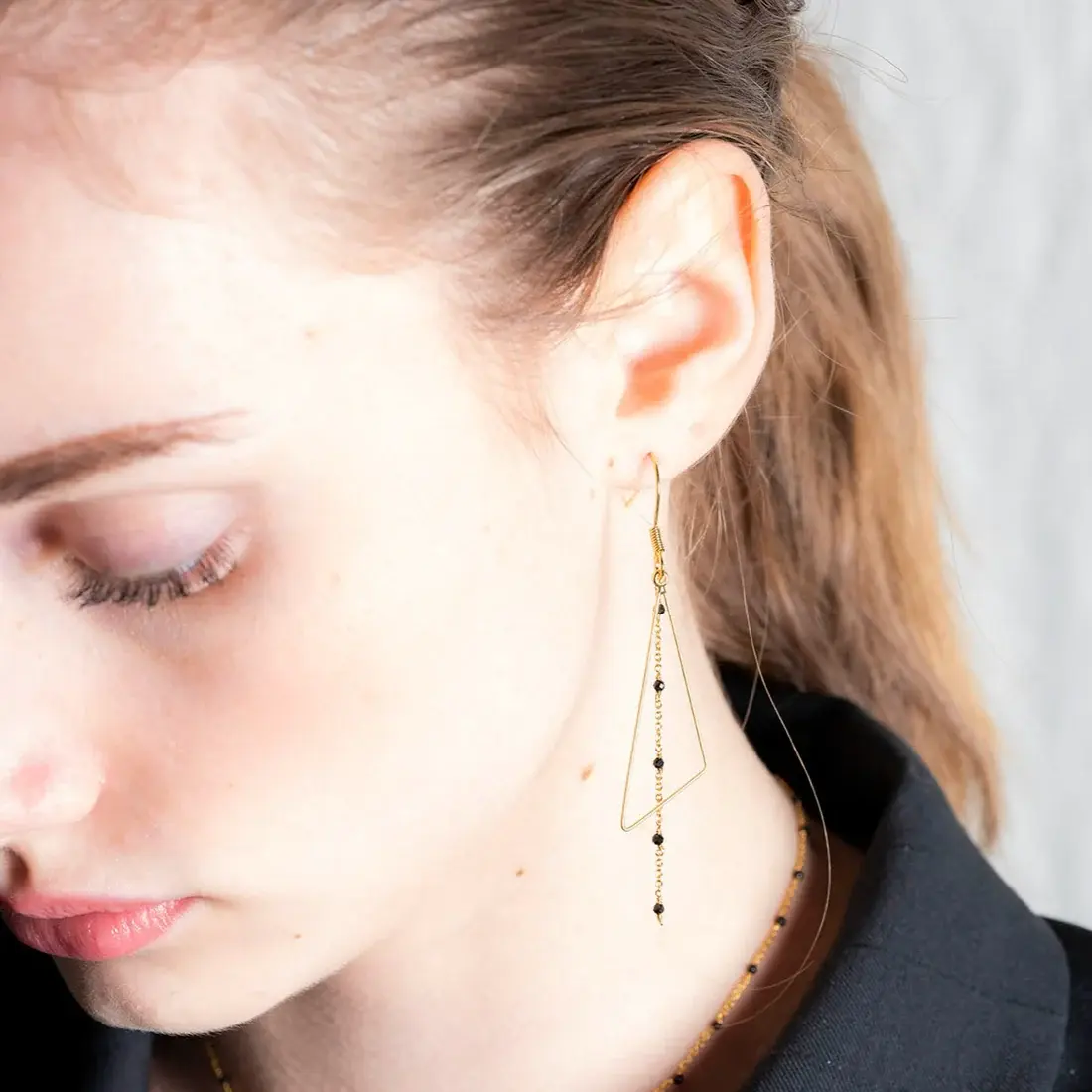 MURIELLE PERROTTI PERROTTI CLOE ASYM CREOLE & TRIANGLE BLACK