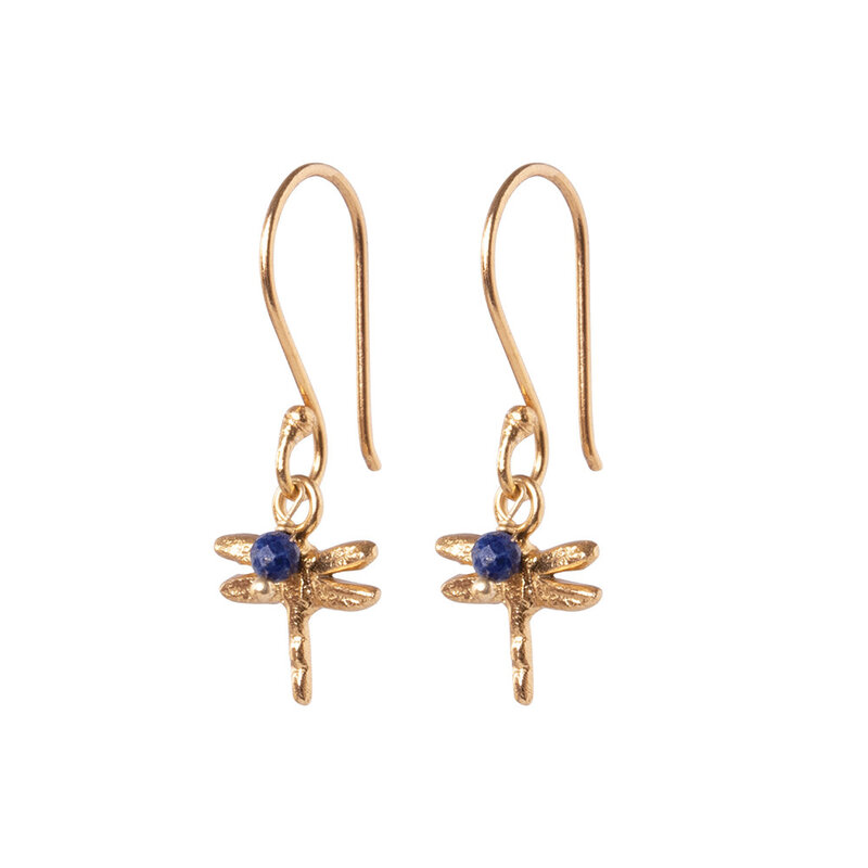 A BEAUTIFUL STORY BS GENEROUS LAPIS LAZULI EARRINGS GOLD