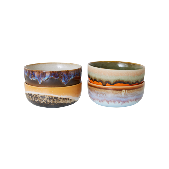 HK LIVING 70S CERAMICS TAPAS BOWLS CRYSTAL (SET OF 4)