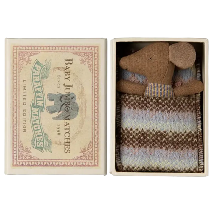 MAILEG MAILEG SLEEPY WAKEY BABY MOUSE IN MATCHBOX ROSE