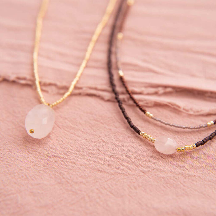 A BEAUTIFUL STORY BS CALM ROSE QUARTZ NECKLACE