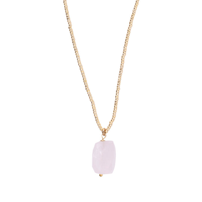 A BEAUTIFUL STORY BS CALM ROSE QUARTZ NECKLACE