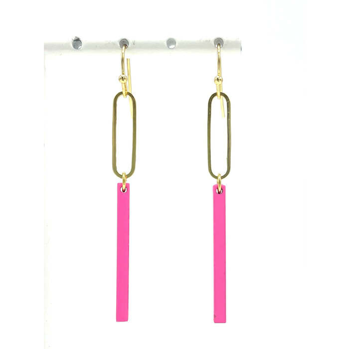 MON ONCLE MON ONCLE ELLIPS FLUO PINK OORRING