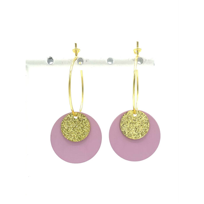 MON ONCLE MON ONCLE GEO PASTEL PINK CREOOL OORRING