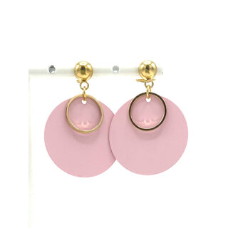 MON ONCLE MON ONCLE GEO PASTEL PINK KORTE OORRING