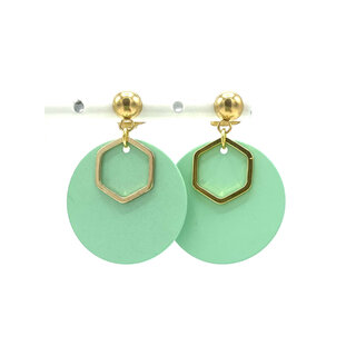 MON ONCLE MON ONCLE GEO PASTEL MINT KORTE OORRING