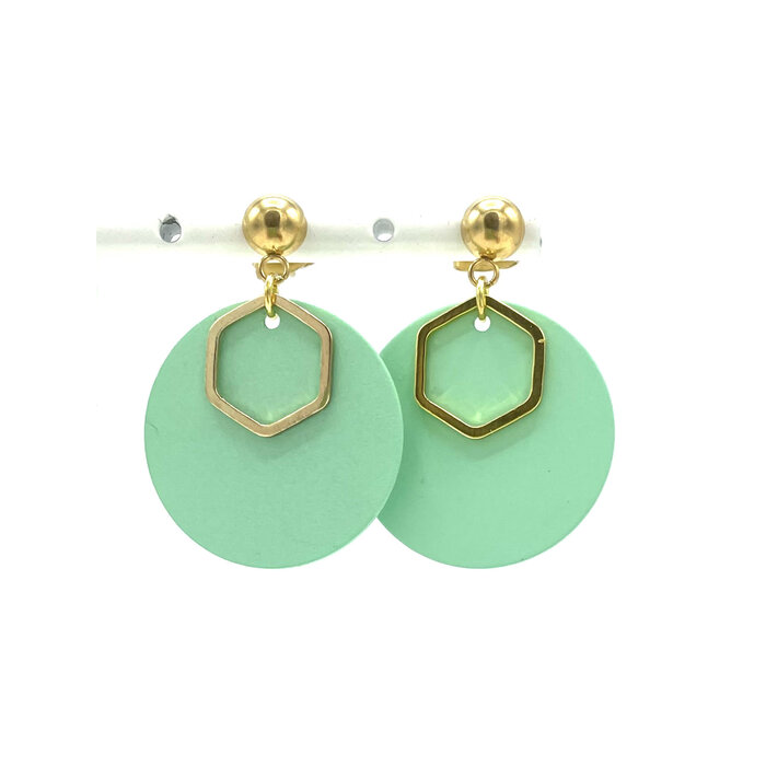 MON ONCLE MON ONCLE GEO PASTEL MINT KORTE OORRING