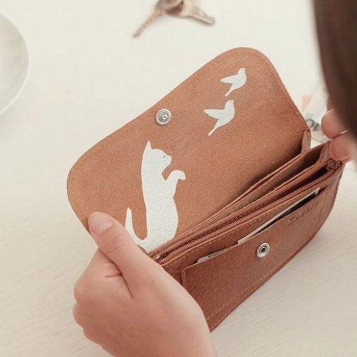 KEECIE KEECIE WALLET CAT CHASE MEDIUM COGNAC