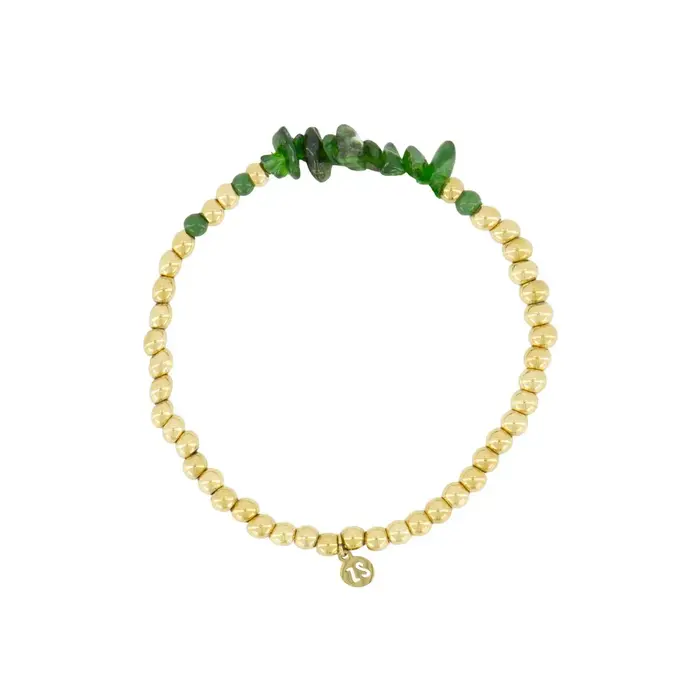 ZUSSS ZUSSS KRALENARMBAND MET GLASSTEEN DONKERGROEN