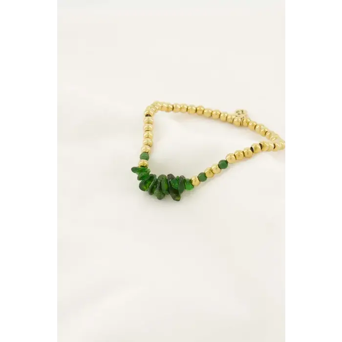 ZUSSS ZUSSS KRALENARMBAND MET GLASSTEEN DONKERGROEN