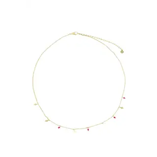 ZUSSS ZUSSS KETTING MET KLAVERTJES ROZE ROOD