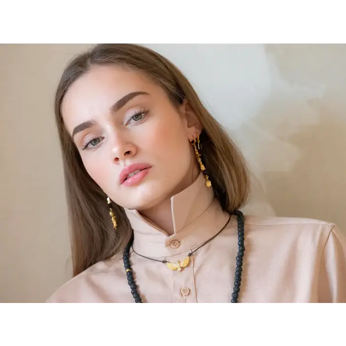 MURIELLE PERROTTI PERROTTI LUREX ASYM BRONS OBSIDIAAN TOL ZWART