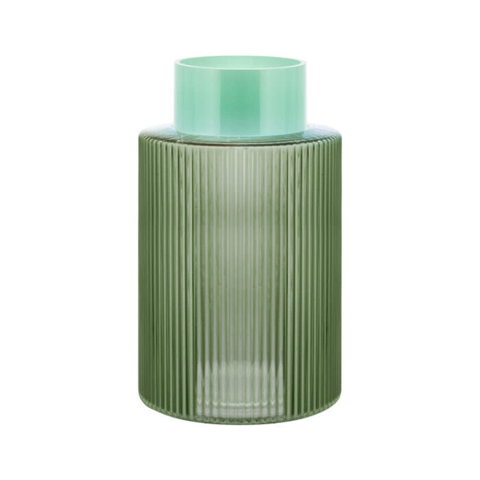REMEMBER REMEMBER GLASS VASE GROOVE L GREEN