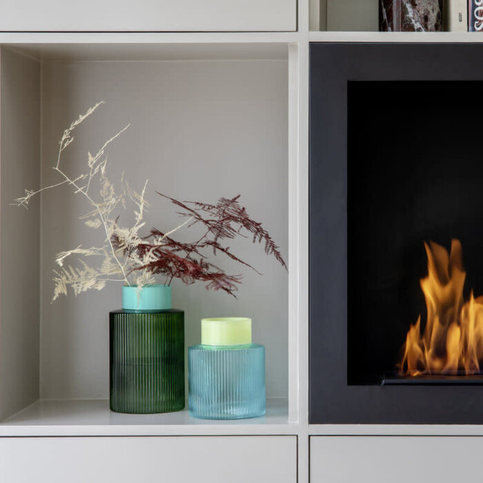 REMEMBER REMEMBER GLASS VASE GROOVE L GREEN