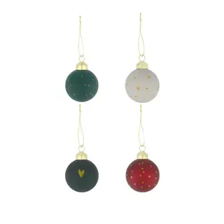 ZUSSS ZUSSS DOOSJE MET 4 KERSTBALLEN Ø6CM GLAS MULTICOLOR