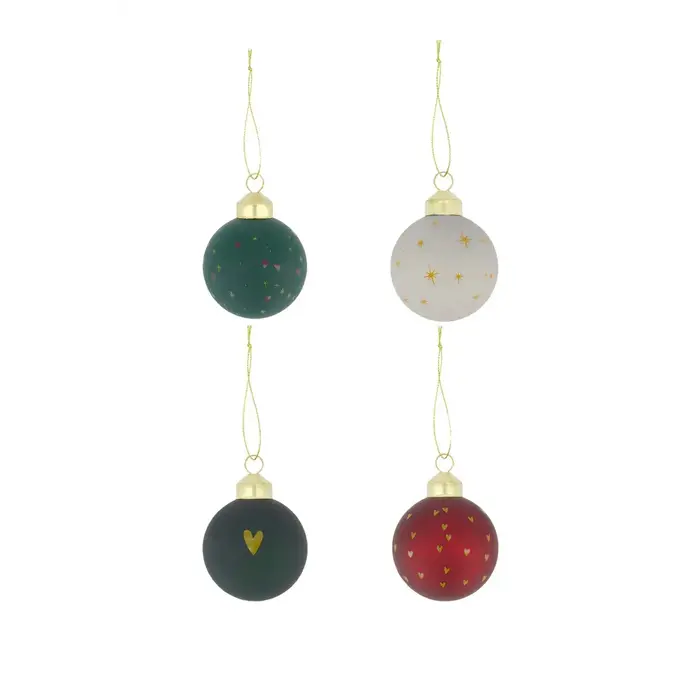 ZUSSS ZUSSS DOOSJE MET 4 KERSTBALLEN Ø6CM GLAS MULTICOLOR