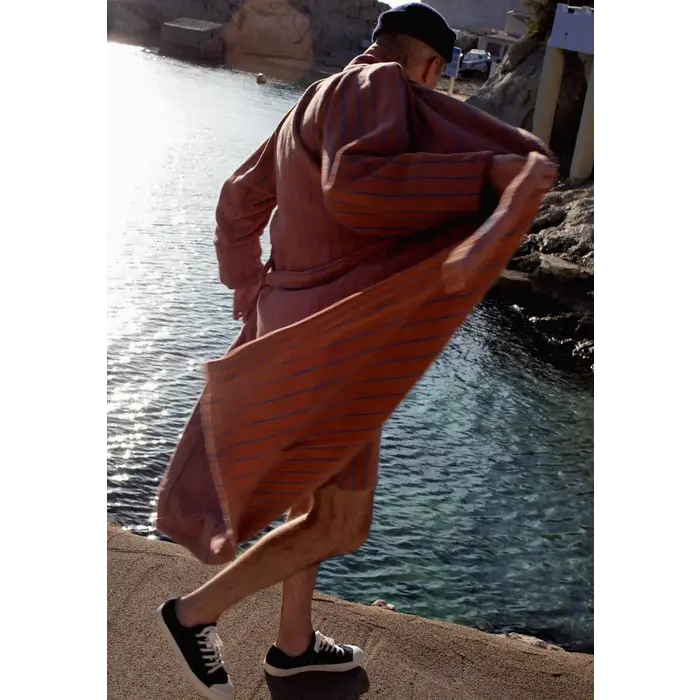 BONGUSTA BONGUSTA NARAM BATHROBE CAMEL & ULTRMARINE L/XL