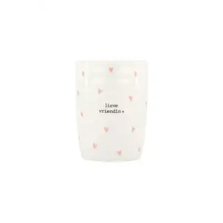 ZUSSS ZUSSS KOFFIEMOK HARTJES LIEVE VRIENDIN WIT / ROZE