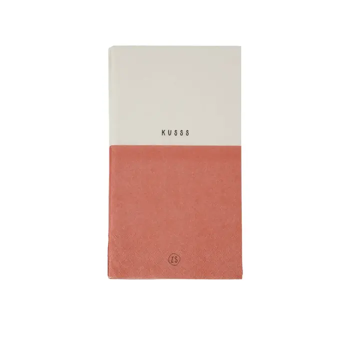 ZUSSS ZUSSS SERVETTEN KUSSS 11X20CM WIT/OUDROZE