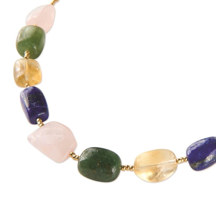 A BEAUTIFUL STORY BS EXCESSIVE ROSE QUARTZ AVENTURINE LAPIS CITRINE NECKLACE