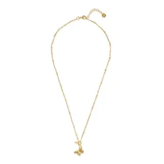 A BEAUTIFUL STORY BS CONVINCED ROSE QUARTZ NECKLACE (vlinder klein)