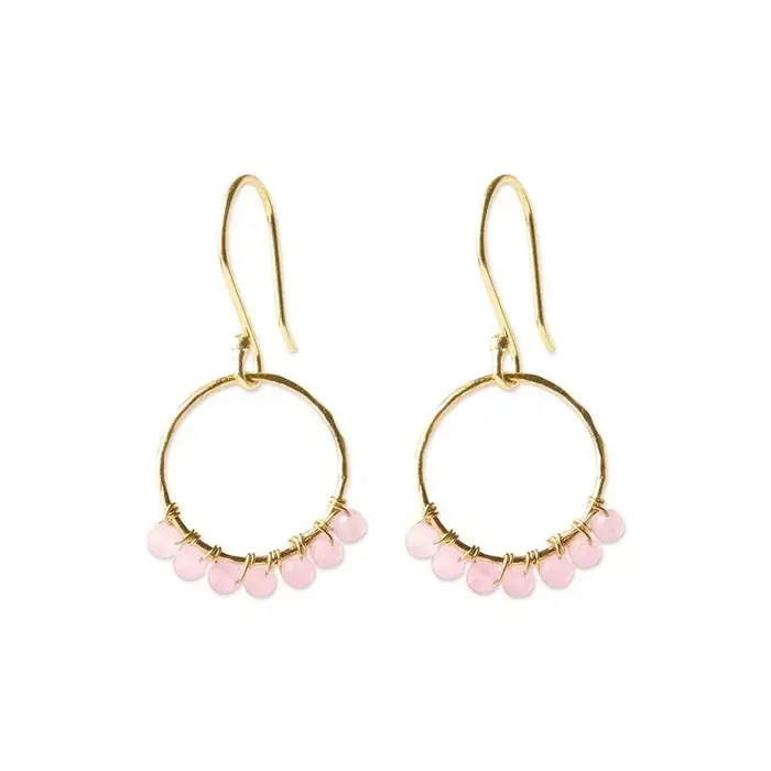 A BEAUTIFUL STORY BS COMPASSION ROSE QUARTZ EARRINGS