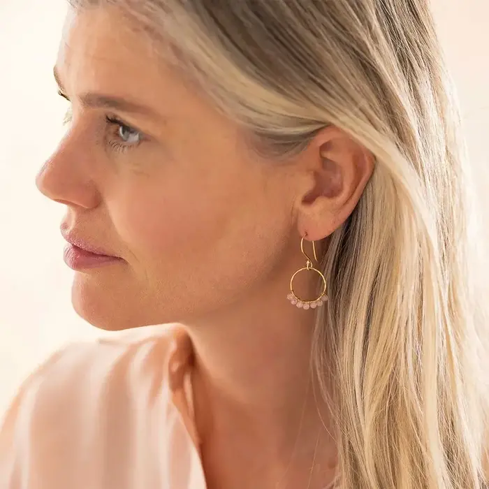 A BEAUTIFUL STORY BS COMPASSION ROSE QUARTZ EARRINGS