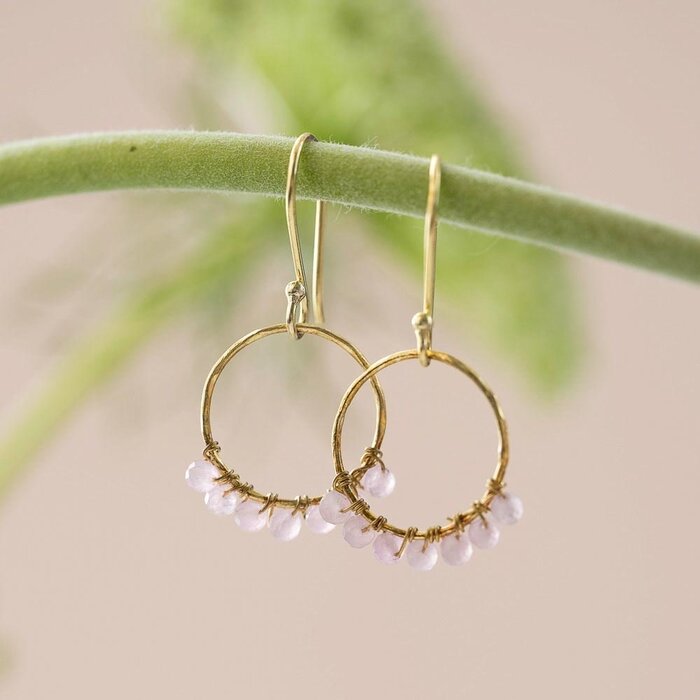 A BEAUTIFUL STORY BS COMPASSION ROSE QUARTZ EARRINGS