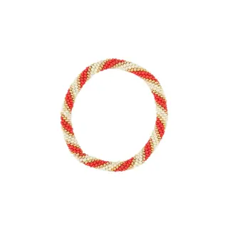 ZUSSS ZUSSS ARMBAND DIAGONAAL KRAAL BREED LICHT ROZE/KHAKIGROEN WIT / ROOD